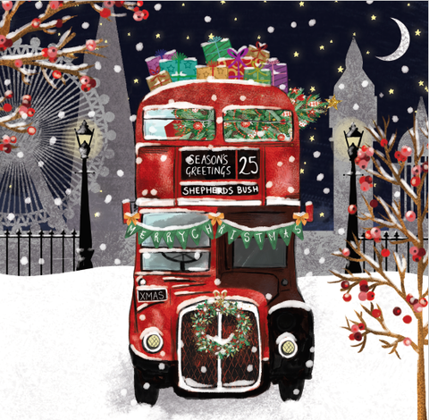 Christmas Cards 2023 (Pack of 10): London Christmas Bus