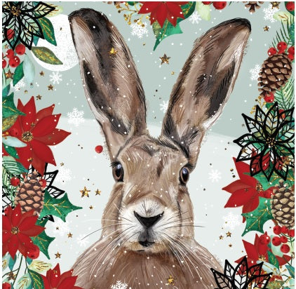 Christmas Cards 2022 (pack of 10): Floral Hare